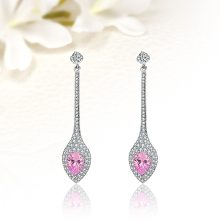 Rózsaszín köves elegáns fülbevaló ERB-TM-BJ0604P