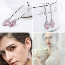 Rózsaszín köves elegáns fülbevaló ERB-TM-BJ0604P