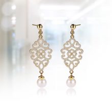 Filigrán nemesacél fülbevaló csillagporral és sárga arannyal ERJ-FR-SSGY4990