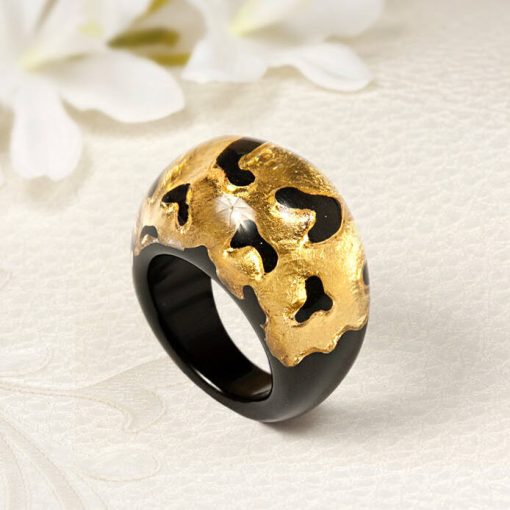 N:JOI - Chill leopárdmintás gyűrű 24K aranylapokkal díszítve G-NJ-B0005