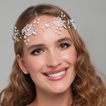 Fehér tüll virágos, gyöngyös hajpánt HPB-CQ-BJ8480