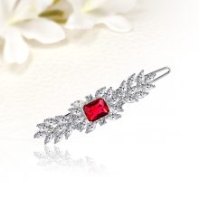 Rubinvörös, fehér kristályos romantikus hajcsat  HPB-TM-BJ1814R