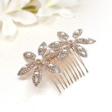 Virágdíszes, rozé arany bevonatú, fésű  HPB-TO-BJ0800