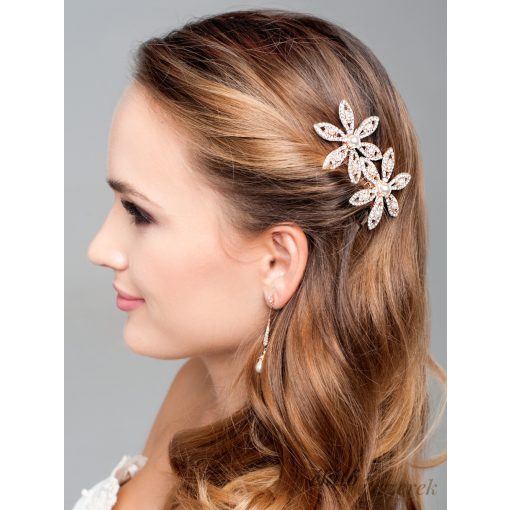 Virágdíszes, rozé arany bevonatú, fésű  HPB-TO-BJ0800