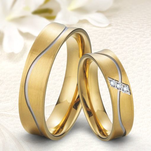 Exkluzív, selyemfényű, homorú nemesacél Női karikagyűrű arany bevonattal KG-MX-N1502W