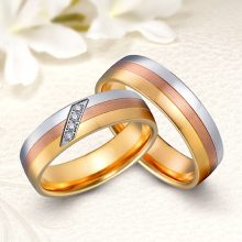 Háromszínű 18K arany bevonatú exkluzív nemesacél Női karikagyűrű KG-MX-N1505W