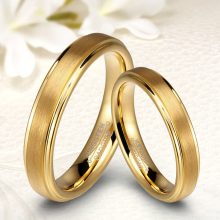 18K arannyal bevont 4 mm széles modern tungsten karikagyűrű KG-TG-V027