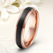Fekete-rozé arany bevonatú férfi tungsten kapcsolat gyűrű KG-TG-V042M