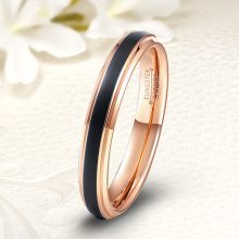Fekete-rozé arany bevonatú női tungsten kapcsolat gyűrű KG-TG-V042W