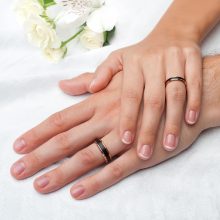 Fekete-rozé arany bevonatú női tungsten kapcsolat gyűrű KG-TG-V042W