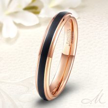 Fekete-rozé arany bevonatú női tungsten kapcsolat gyűrű KG-TG-V042W