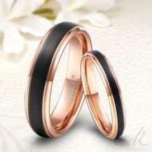 Fekete-rozé arany bevonatú női tungsten kapcsolat gyűrű KG-TG-V042W