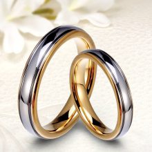 18K arannyal bevont klasszikus fazonú keskeny tungsten karikagyűrű KG-TG-V047