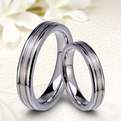 Modern stílusú szálcsiszolt felületű keskeny tungsten karikagyűrű KG-TG-V080