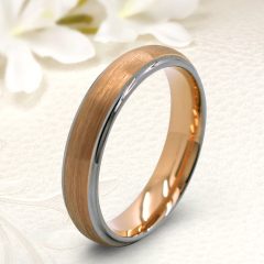   18K rozé arannyal bevont szálcsiszolt Férfi tungsten karikagyűrű KG-WT-V106M