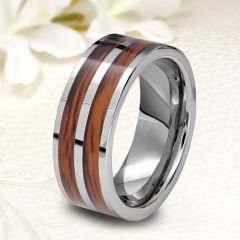   Tungsten karikagyűrű valódi rózsafa berakással KG-WT-V1144