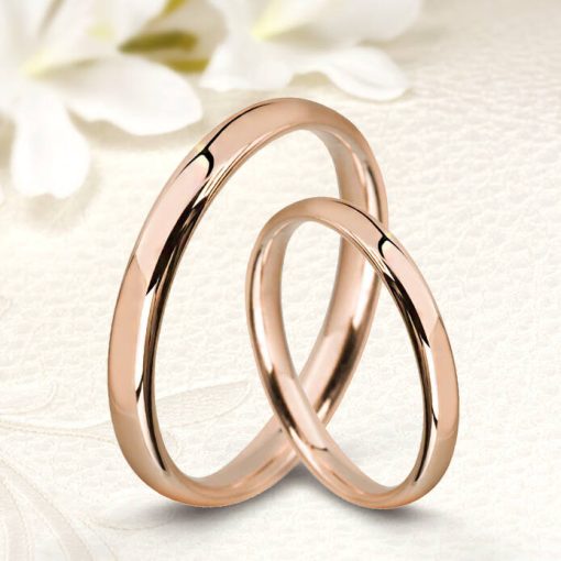 Rozé arannyal bevont vékony, domború tungsten karikagyűrű KG-WT-V131