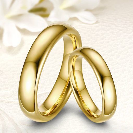18K arannyal bevont klasszikus fazonú domború tungsten karikagyűrű KG-WT-V299