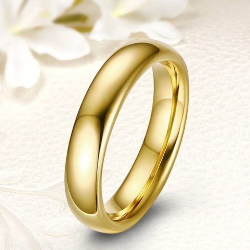 18K arannyal bevont klasszikus fazonú domború tungsten karikagyűrű KG-WT-V299