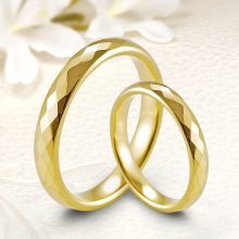 Csiszolt felületű sárga arannyal bevont tungsten karikagyűrű KG-WT-V720