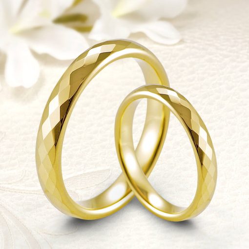 Csiszolt felületű sárga arannyal bevont tungsten karikagyűrű KG-WT-V720