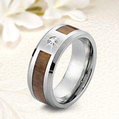  Tungsten karikagyűrű valódi egzotikus koa fa berakással KG-YI-V051