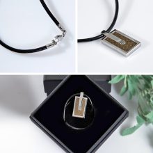 Barna karbonbetétes férfi nyaklánc NLJ-UC-SS1600