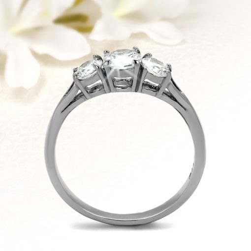 Elegáns nemesacél 3 köves eljegyzési gyűrű RGE-AM-SS226020CZ