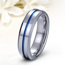 Nyxa - tungsten karikagyűrű sötétkék csíkkal RGW-TG-TV740560