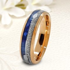   Luella - lapis lazuli és meteorit berakásos tungsten karikagyűrű RGW-WT-TC139860