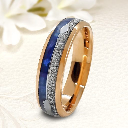 Luella - lapis lazuli és meteorit berakásos tungsten karikagyűrű RGW-WT-TC139860