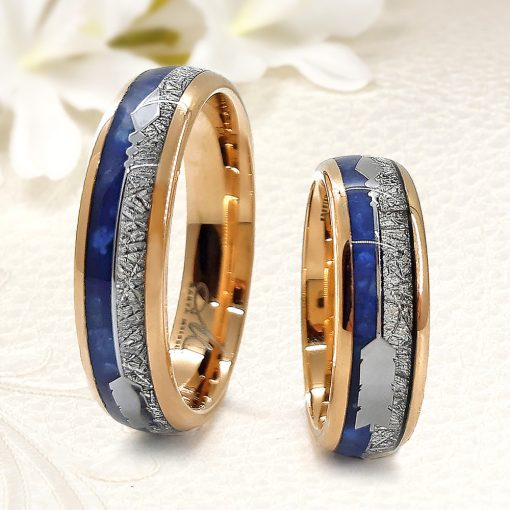 Luella - lapis lazuli és meteorit berakásos tungsten karikagyűrű RGW-WT-TC139860