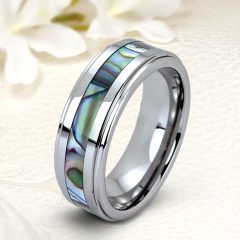   Selmara - gyöngyház berakásos tungsten karikagyűrű RGW-WT-TC780060