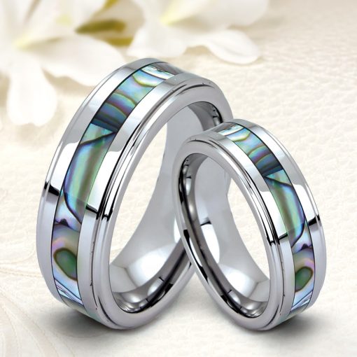 Selmara - gyöngyház berakásos tungsten karikagyűrű RGW-WT-TC780060