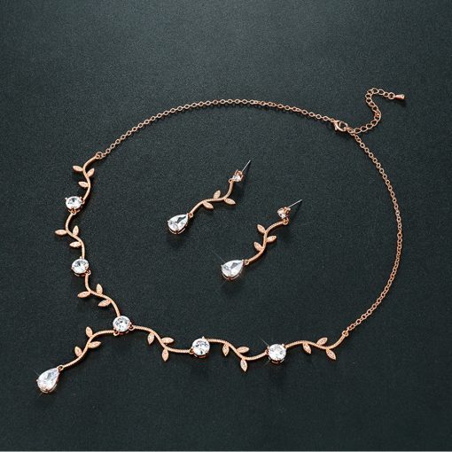 Virágos, kristályos rozé arany bevonatú szett STB-WM-BJGR4550