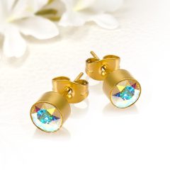   Színjátszós Swarovski Elements kristályos aranyozott nemesacél fülbevaló SWF-ME-GN001ABb