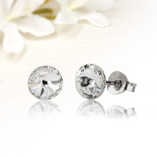 Fehér Swarovski Elements kristályos nemesacél fülbevaló SWF-ME-N001c