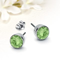   Peridot zöld Swarovski Elements kristályos nemesacél fülbevaló SWF-ME-N214b