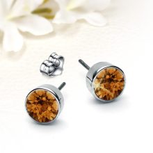 Barna topáz színű Swarovski Elements kristályos nemesacél fülbevaló SWF-ME-N220b