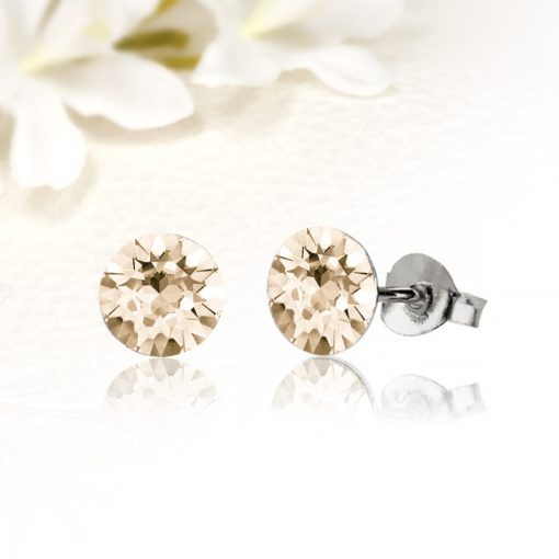 Selyemszínű Swarovski Elements kristályos nemesacél fülbevaló SWF-ME-N261c