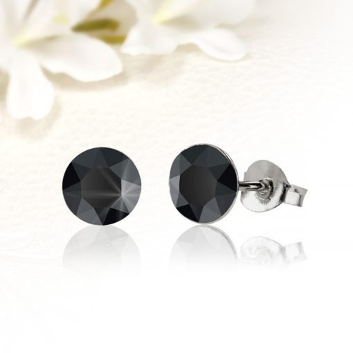 Fekete Swarovski Elements kristályos nemesacél fülbevaló SWF-ME-N280c