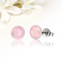   Rózsaszín opál Swarovski Elements kristályos nemesacél fülbevaló SWF-ME-N395c