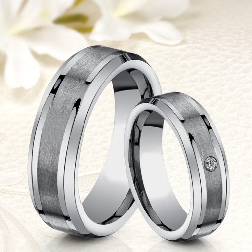 Modern stílusú matt és fényes Férfi tungsten karikagyűrű WB-KT-V02360