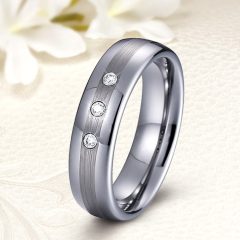   Matt és fényes Női 3 köves tungsten karikagyűrű WB-MX-V17060CZ