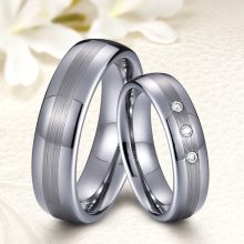 Matt és fényes Női 3 köves tungsten karikagyűrű WB-MX-V17060CZ