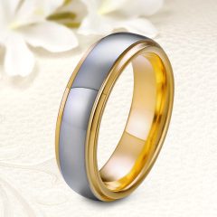   Yancy - klasszikus Férfi tungsten karikagyűrű arany széllel WB-TG-V04540