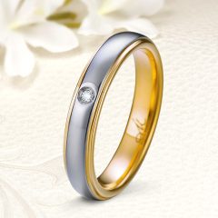   Yancy Zirconia - klasszikus Női köves tungsten karikagyűrű arany széllel WB-TG-V04540CZ