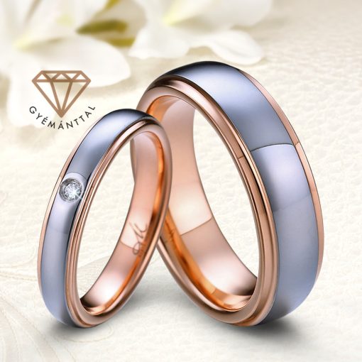 Royse Diamond 4 - klasszikus Női köves karikagyűrű rozé aranyozással WB-TG-V04640D