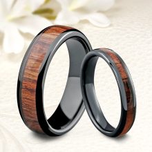 Makana 4 - 4mm széles koa fa berakásos cirkon-kerámia karikagyűrű WB-WT-K0140