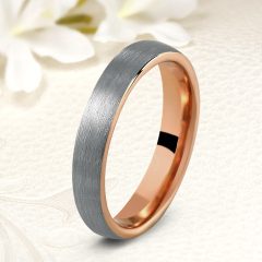   Norena 4 - 4mm széles tungsten karikagyűrű belül rozé aranyozással WB-WT-V00040